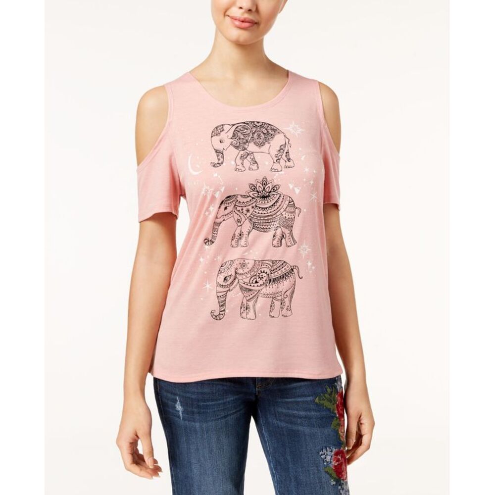 Rebellious One Juniors Cold Shoulder Graphic T-Shirt